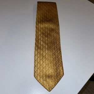 Ermenegildo Zegna Men's 100% Silk Neck Tie Gold Geometric Made in Italy